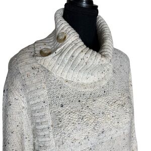 NORTHERN REFLECTIONS Vintage Cream Speckled Knit Pullover Sweater Funnel Neck XL